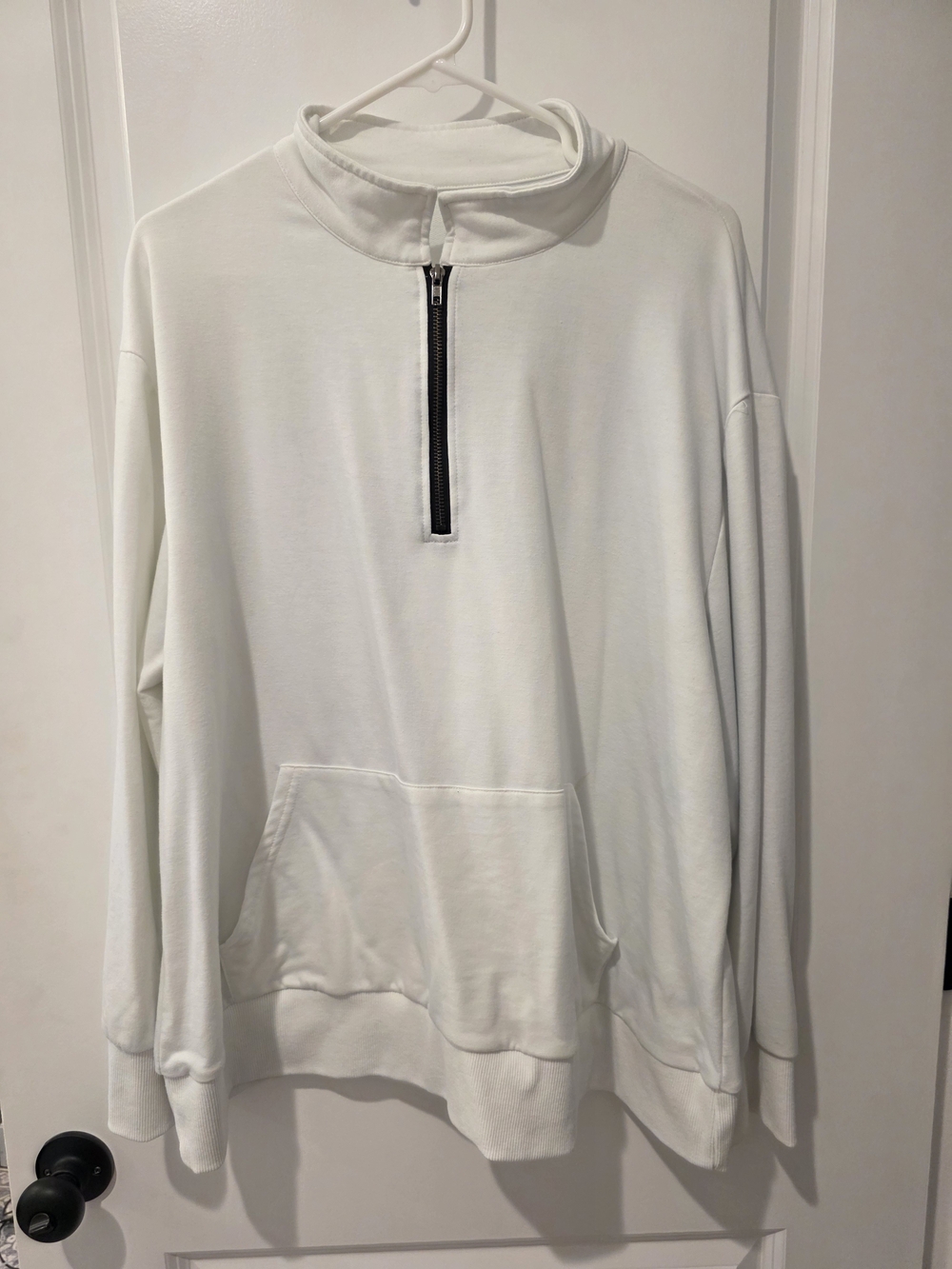Men's White Quarter-Zip Pullover Sweater